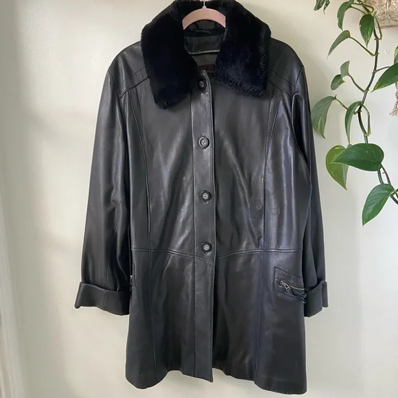 Vintage leather fur collard danier jacket - Picture 4 of 7